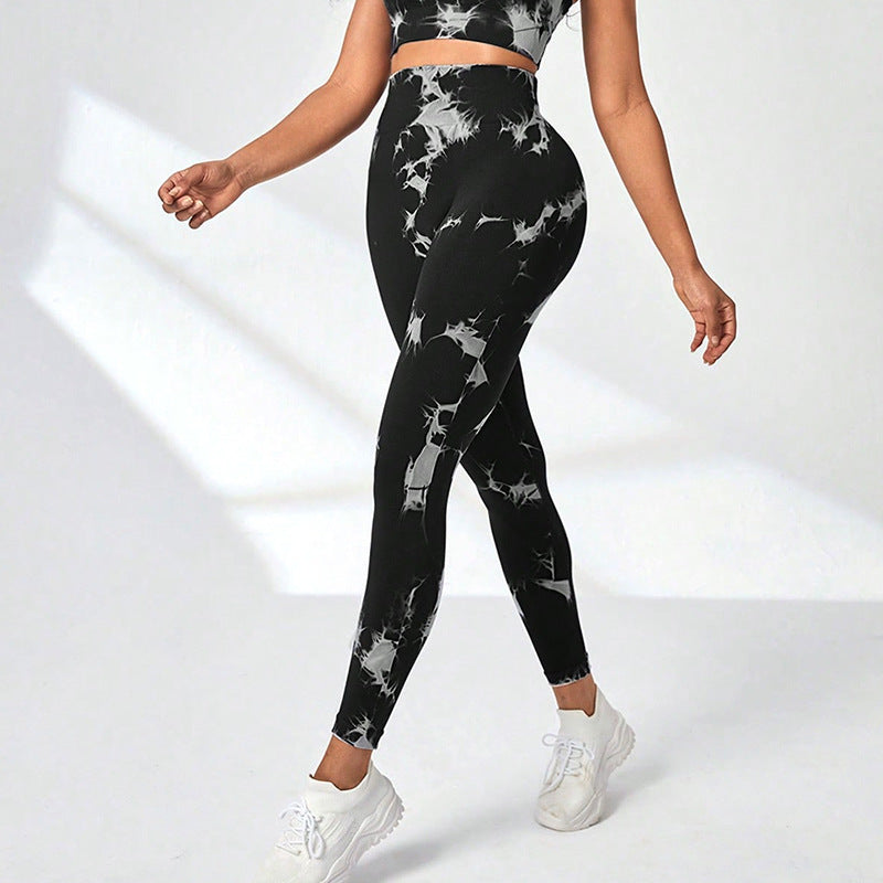 GymSet 2 Stück Leggings + Marmor-Effekt Top