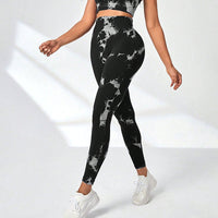 GymSet 2 Stück Leggings + Marmor-Effekt Top