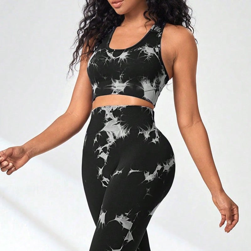 GymSet 2 Stück Leggings + Marmor-Effekt Top