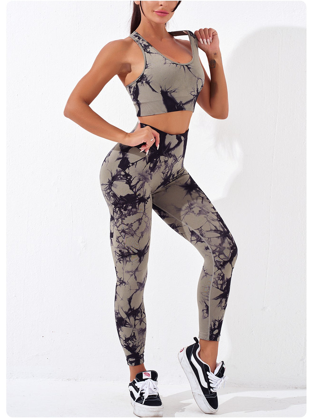 GymSet 2 Stück Leggings + Marmor-Effekt Top