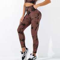 GymSet 2 Stück Leggings + Marmor-Effekt Top