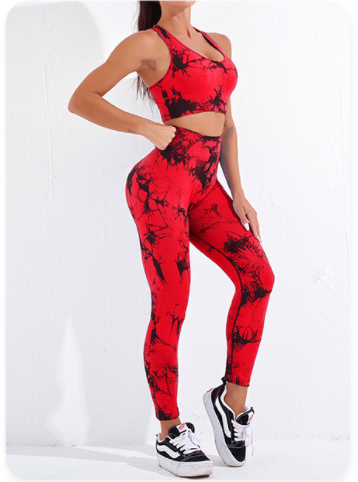 GymSet 2 Stück Leggings + Marmor-Effekt Top