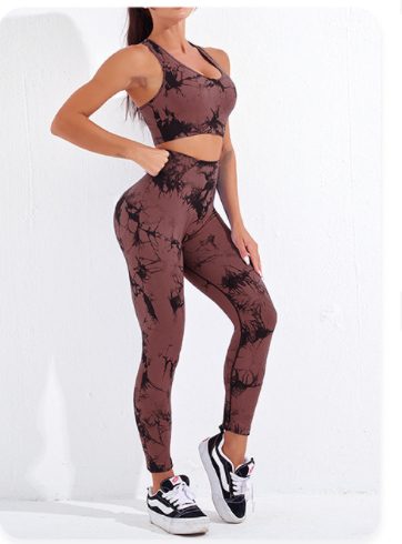 GymSet 2 Stück Leggings + Marmor-Effekt Top