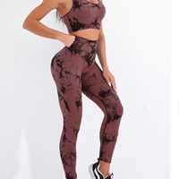 GymSet 2 Stück Leggings + Marmor-Effekt Top
