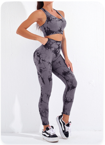 GymSet 2 Stück Leggings + Marmor-Effekt Top