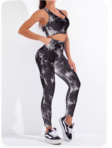 GymSet 2 Stück Leggings + Marmor-Effekt Top