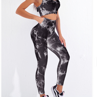 GymSet 2 Stück Leggings + Marmor-Effekt Top