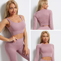 GymSet 3 Stück Performance Pro Leggings + Top + Langarm