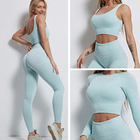 GymSet 3 Stück Performance Pro Leggings + Top + Langarm
