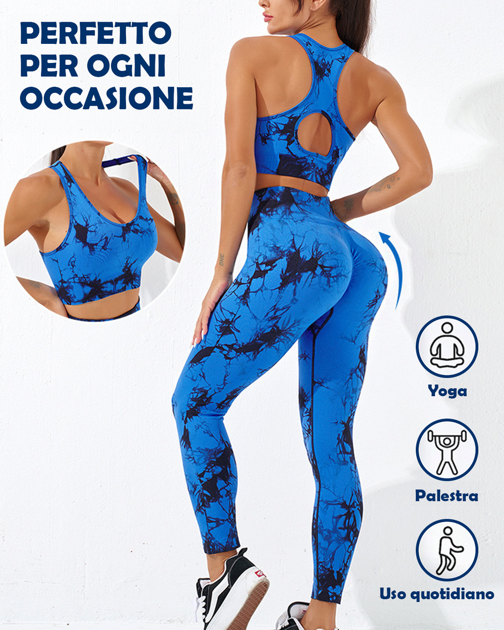 GymSet 2 Stück Leggings + Marmor-Effekt Top