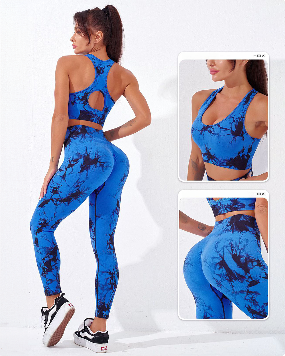 GymSet 2 Stück Leggings + Marmor-Effekt Top