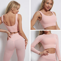 GymSet 3 Stück Performance Pro Leggings + Top + Langarm